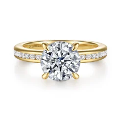 New Gabriel & Co. Coralie - 14K Yellow Gold Round Diamond Engagement Ring
