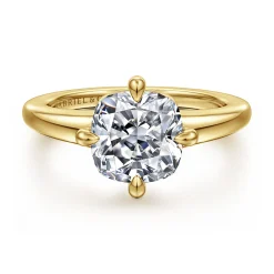 Best Gabriel & Co. Coralynn - 14K Yellow Gold Cushion Cut Solitaire Diamond Engagement Ring