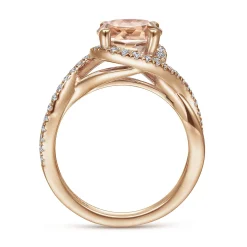 Best Gabriel & Co. Courtney - 14K Rose Gold Round Morganite and Diamond Engagement Ring