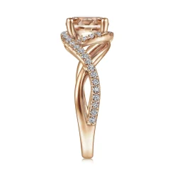 Best Gabriel & Co. Courtney - 14K Rose Gold Round Morganite and Diamond Engagement Ring