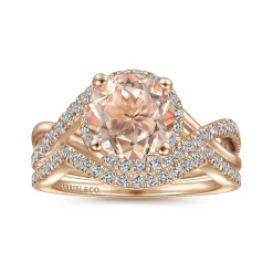 Best Gabriel & Co. Courtney - 14K Rose Gold Round Morganite and Diamond Engagement Ring