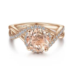 Best Gabriel & Co. Courtney - 14K Rose Gold Round Morganite and Diamond Engagement Ring