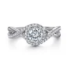 Discount Gabriel & Co. Courtney - 14K White Gold Round Halo Diamond Engagement Ring
