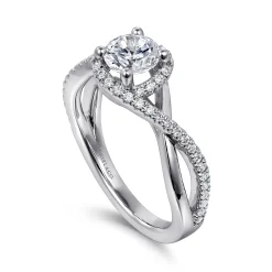 Discount Gabriel & Co. Courtney - 14K White Gold Round Halo Diamond Engagement Ring