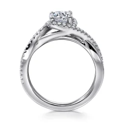 Discount Gabriel & Co. Courtney - 14K White Gold Round Halo Diamond Engagement Ring