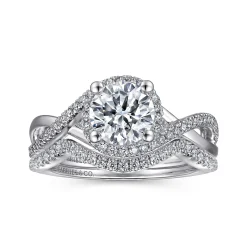 Outlet Gabriel & Co. Courtney - 14K White Gold Round Halo Diamond Engagement Ring