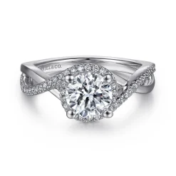 Outlet Gabriel & Co. Courtney - 14K White Gold Round Halo Diamond Engagement Ring