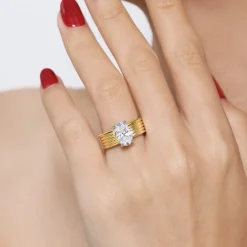 Best Gabriel & Co. Cova - 14K White-Yellow Gold Oval Diamond Engagement Ring