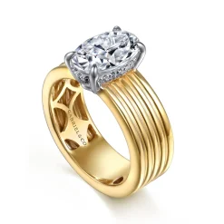 Best Gabriel & Co. Cova - 14K White-Yellow Gold Oval Diamond Engagement Ring