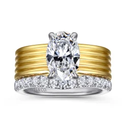 Best Gabriel & Co. Cova - 14K White-Yellow Gold Oval Diamond Engagement Ring