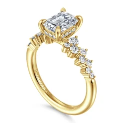 Discount Gabriel & Co. Cove - 14K Yellow Gold Emerald Cut Diamond Engagement Ring