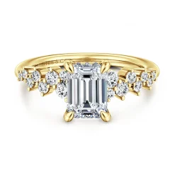 Discount Gabriel & Co. Cove - 14K Yellow Gold Emerald Cut Diamond Engagement Ring