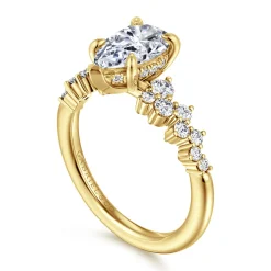 Discount Gabriel & Co. Cove - 14K Yellow Gold Pear Shape Diamond Engagement Ring