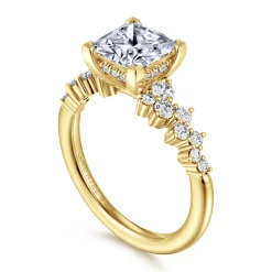 Hot Gabriel & Co. Cove - 14K Yellow Gold Princess Cut Diamond Engagement Ring