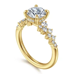 Hot Gabriel & Co. Cove - 14K Yellow Gold Round Diamond Engagement Ring