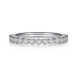 Gabriel & Co. Crete - 14K White Gold Round Bezel Set Diamond Anniversary Band - 0.15 ct