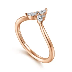 Gabriel & Co. Curved 14K Rose Gold Marquise and Round Diamond Anniversary Band - 0.23 ct