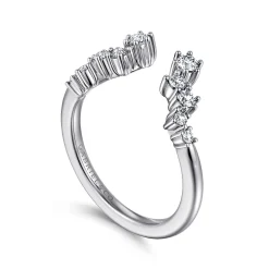Gabriel & Co. Curved 14K White Gold Cluster Diamond Open Anniversary Ring - 0.3 ct