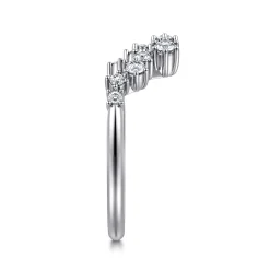 Gabriel & Co. Curved 14K White Gold Cluster Diamond Open Anniversary Ring - 0.3 ct