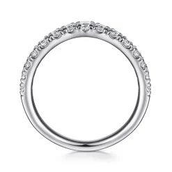 Clearance Gabriel & Co. Curved 14K White Gold French Pave Diamond Wedding Band - 0.5 ct