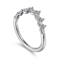Discount Gabriel & Co. Curved 14K White Gold Marquise and Round Diamond Anniversary Band - 0.3 ct