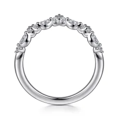 Outlet Gabriel & Co. Curved 14K White Gold Marquise and Round Diamond Anniversary Band - 0.23 ct