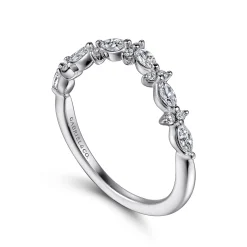 Hot Gabriel & Co. Curved 14K White Gold Marquise and Round Diamond Anniversary Band - 0.35 ct