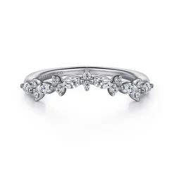 Hot Gabriel & Co. Curved 14K White Gold Marquise and Round Diamond Anniversary Band - 0.35 ct