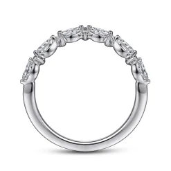 Hot Gabriel & Co. Curved 14K White Gold Marquise and Round Diamond Anniversary Band - 0.35 ct