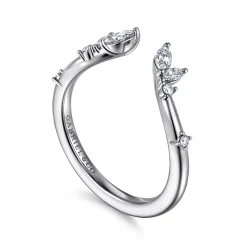 Clearance Gabriel & Co. Curved 14K White Gold Marquise and Round Open Diamond Anniversary Band - 0.25 ct
