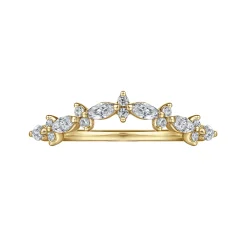 Sale Gabriel & Co. Curved 14K Yellow Gold Marquise and Round Diamond Anniversary Band - 0.35 ct