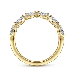 Sale Gabriel & Co. Curved 14K Yellow Gold Marquise and Round Diamond Anniversary Band - 0.35 ct