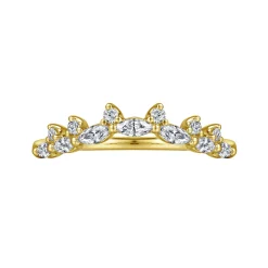 New Gabriel & Co. Curved 14K Yellow Gold Marquise and Round Diamond Anniversary Band - 0.3 ct
