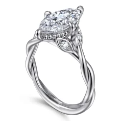 Hot Gabriel & Co. Daija - 14K White Gold Twisted Marquise Diamond Engagement Ring