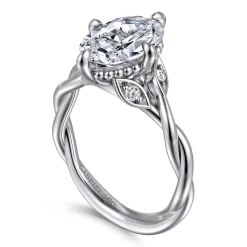 Outlet Gabriel & Co. Daija - 14K White Gold Twisted Oval Diamond Engagement Ring