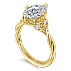 Sale Gabriel & Co. Daija - 14K Yellow Gold Twisted Oval Diamond Engagement Ring