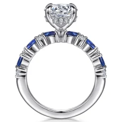Gabriel & Co. Damiana - 14K White Gold Round Sapphire and Diamond Engagement Ring