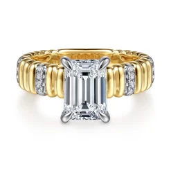 Discount Gabriel & Co. Danette - 14K White-Yellow Gold Emerald Cut Diamond Engagement Ring
