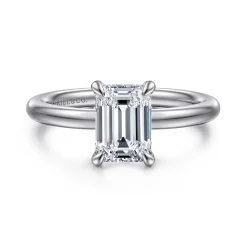Best Gabriel & Co. Daniele - 14K White Gold Emerald Cut Solitaire Diamond Engagement Ring