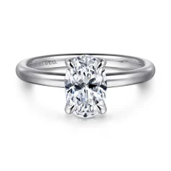 Best Gabriel & Co. Daniele - 14K White Gold Oval Solitaire Diamond Engagement Ring