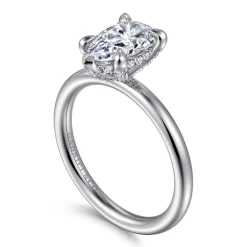 Sale Gabriel & Co. Daniele - 14K White Gold Pear Shape Solitaire Diamond Engagement Ring