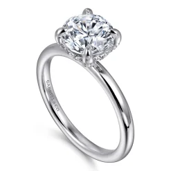 New Gabriel & Co. Daniele - 14K White Gold Round Solitaire Diamond Engagement Ring