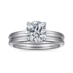 New Gabriel & Co. Daniele - 14K White Gold Round Solitaire Diamond Engagement Ring
