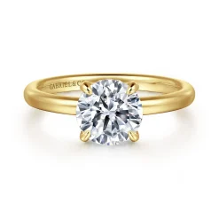 New Gabriel & Co. Daniele - 14K Yellow Gold Round Solitaire Diamond Engagement Ring