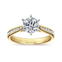 New Gabriel & Co. Danielle - 14K White-Yellow Gold Round Diamond Channel Set Engagement Ring