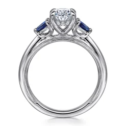 Outlet Gabriel & Co. Dani - 14K White Gold Round Diamond and Sapphire Engagement Ring