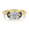 Sale Gabriel & Co. Dani - 14K Yellow Gold Cushion Cut Diamond and Sapphire Engagement Ring