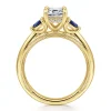 Gabriel & Co. Dani - 14K Yellow Gold Emerald Cut Diamond and Sapphire Engagement Ring