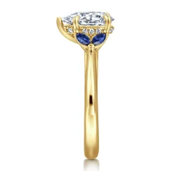 Gabriel & Co. Dani - 14K Yellow Gold Pear Shape Diamond and Sapphire Engagement Ring