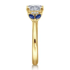 Outlet Gabriel & Co. Dani - 14K Yellow Gold Princess Cut Diamond and Sapphire Engagement Ring